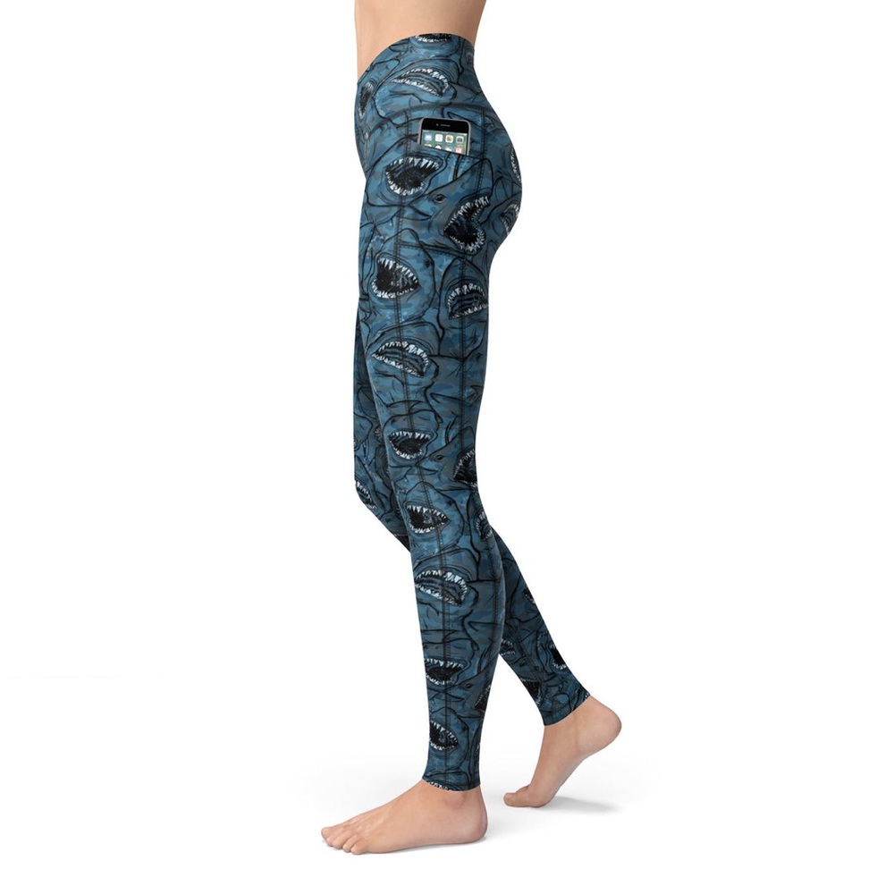 Spacefish Army Eco-Friendly Shark Camo Print Contour Leggings Size XS NWT - Picture 2 of 10